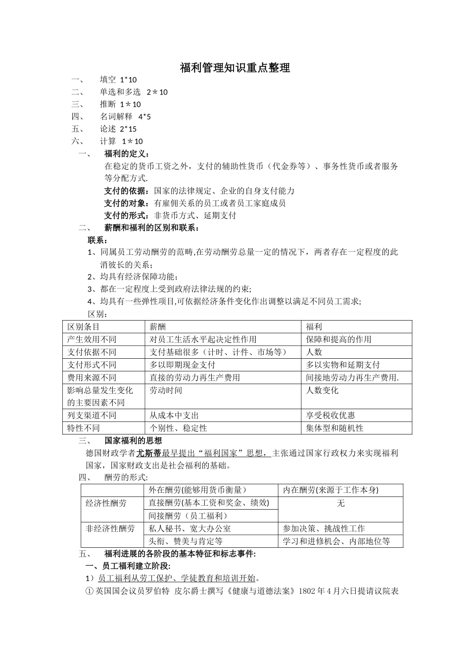福利管理重点-卢亮_第1页