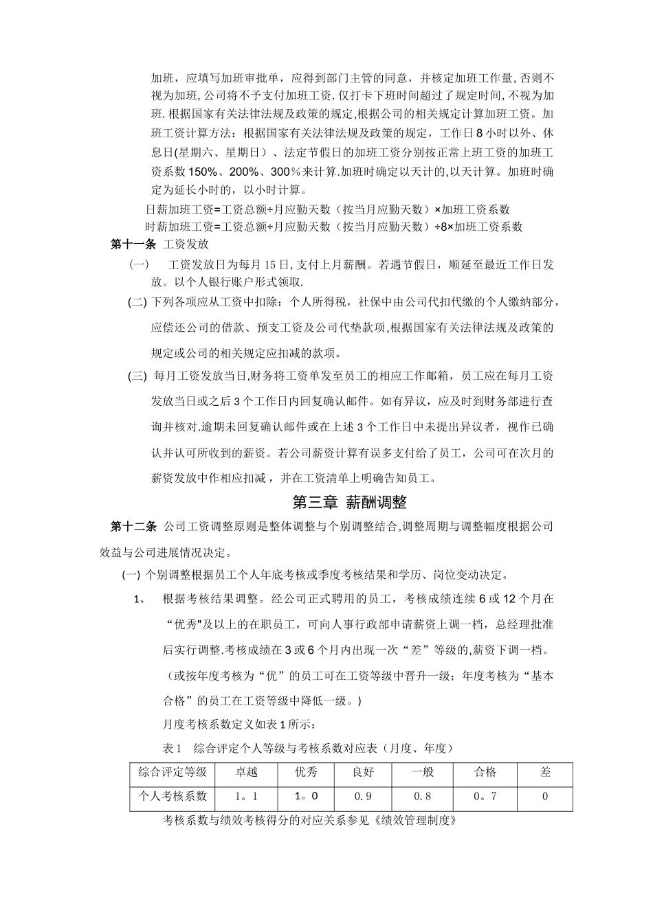 福建XXXX有限公司薪酬福利管理制度_第3页