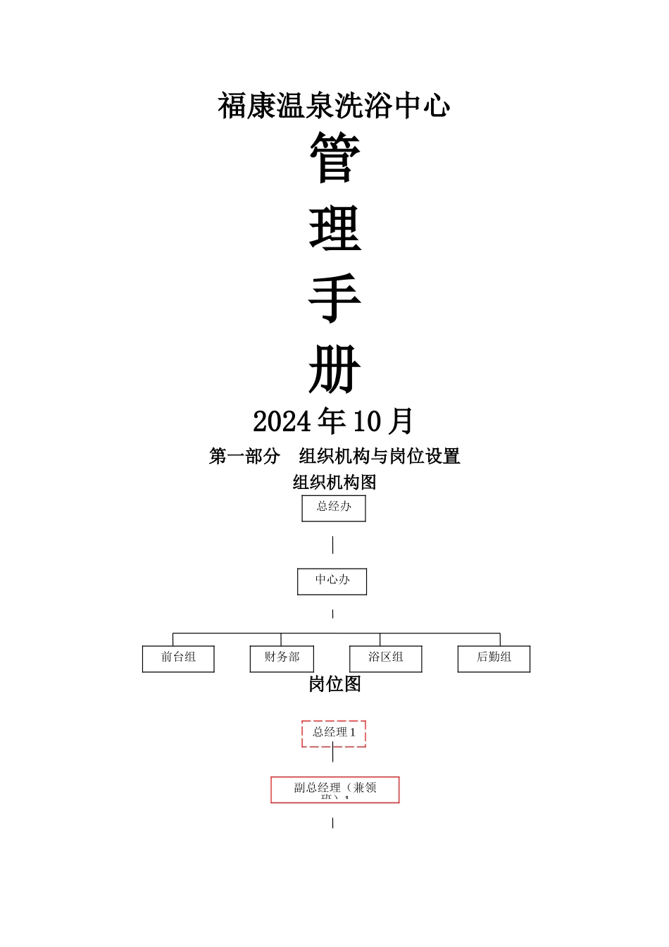 福康温泉洗浴中心管理手册_第1页