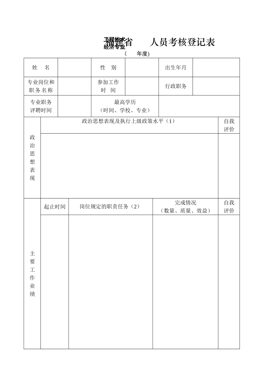 福建人员考核登记表_第1页