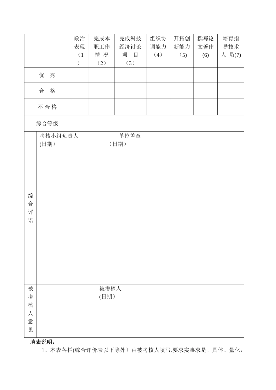 福建人员考核登记表_第3页