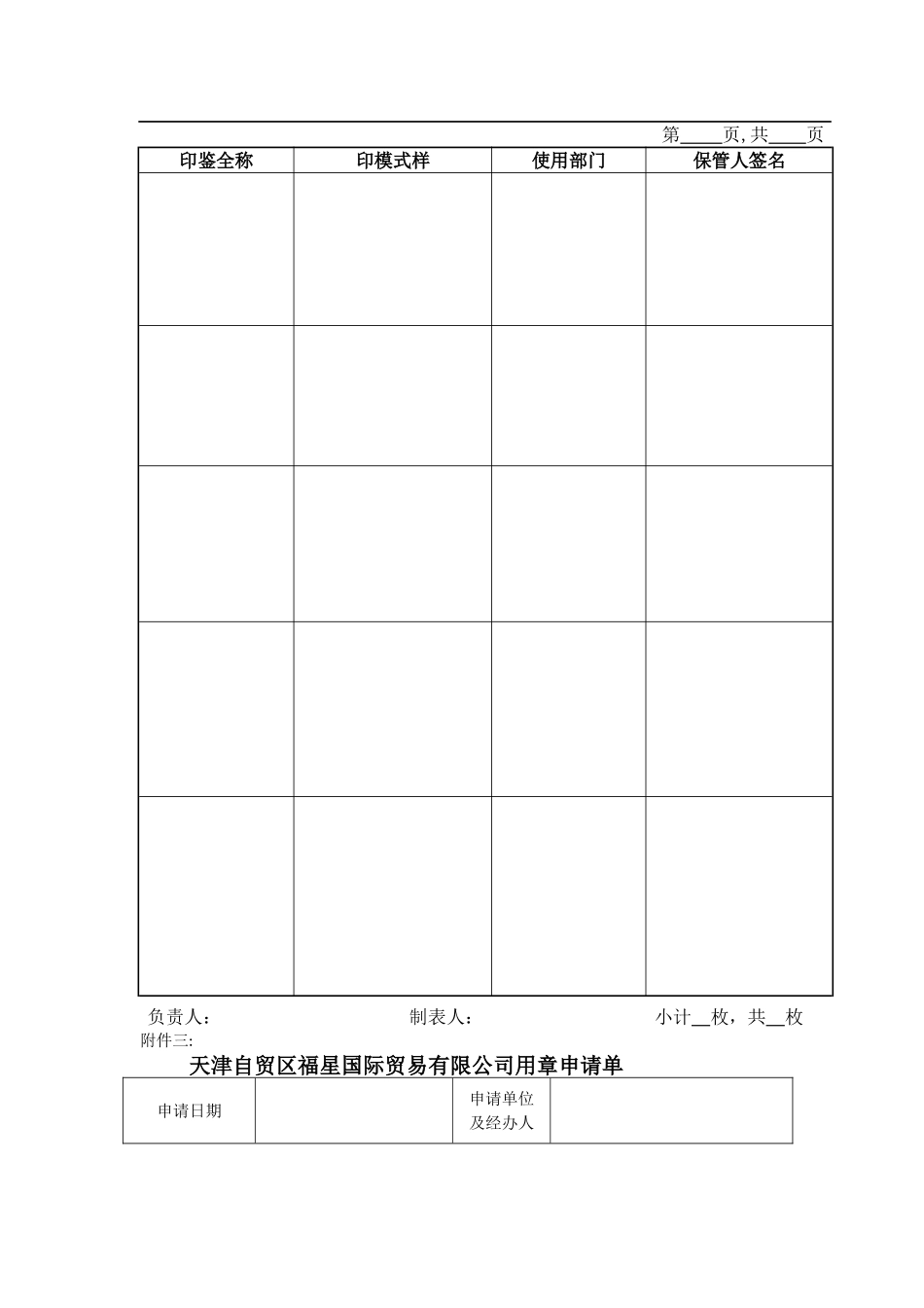 福星国际贸易有限公司用章管理办法_第3页