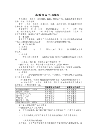 离婚协议范本03354