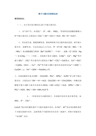 离子大量共存规律总结