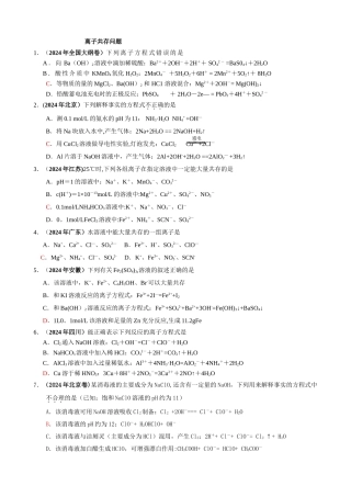 离子共存问题高考题目总结