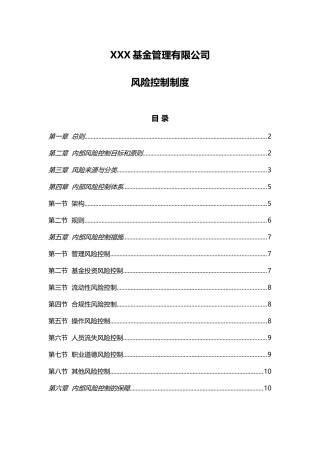 私募基金管理人风险控制制度
