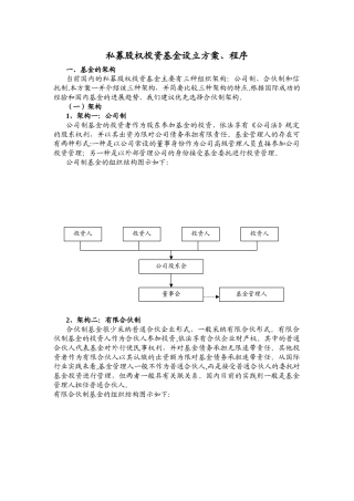 私募股权投资基金设立方案和详细程序