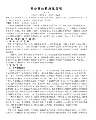 种公猪的精细化管理