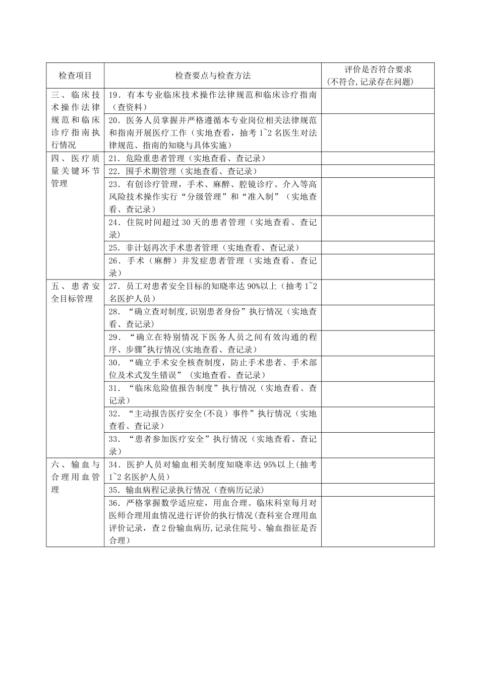 科室医疗质量与安全管理检查评价表_第2页