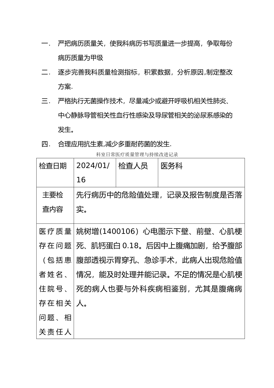 科室日常医疗质量管理与持续改进记录文本_第3页