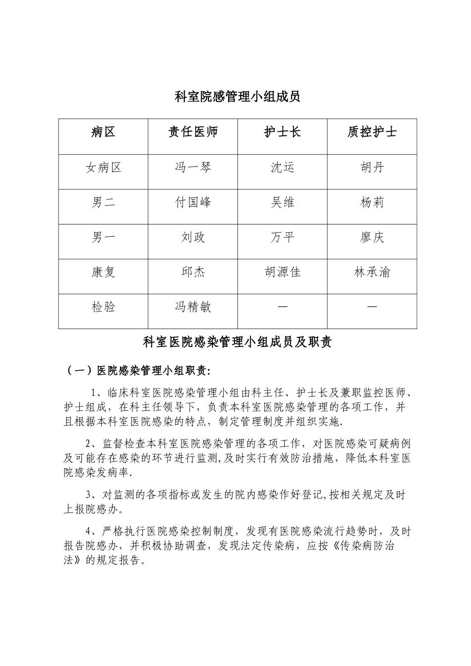 科室院感管理小组成员及职责33011_第1页
