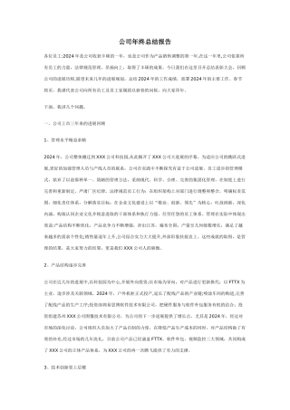 科技公司董事长年终总结报告