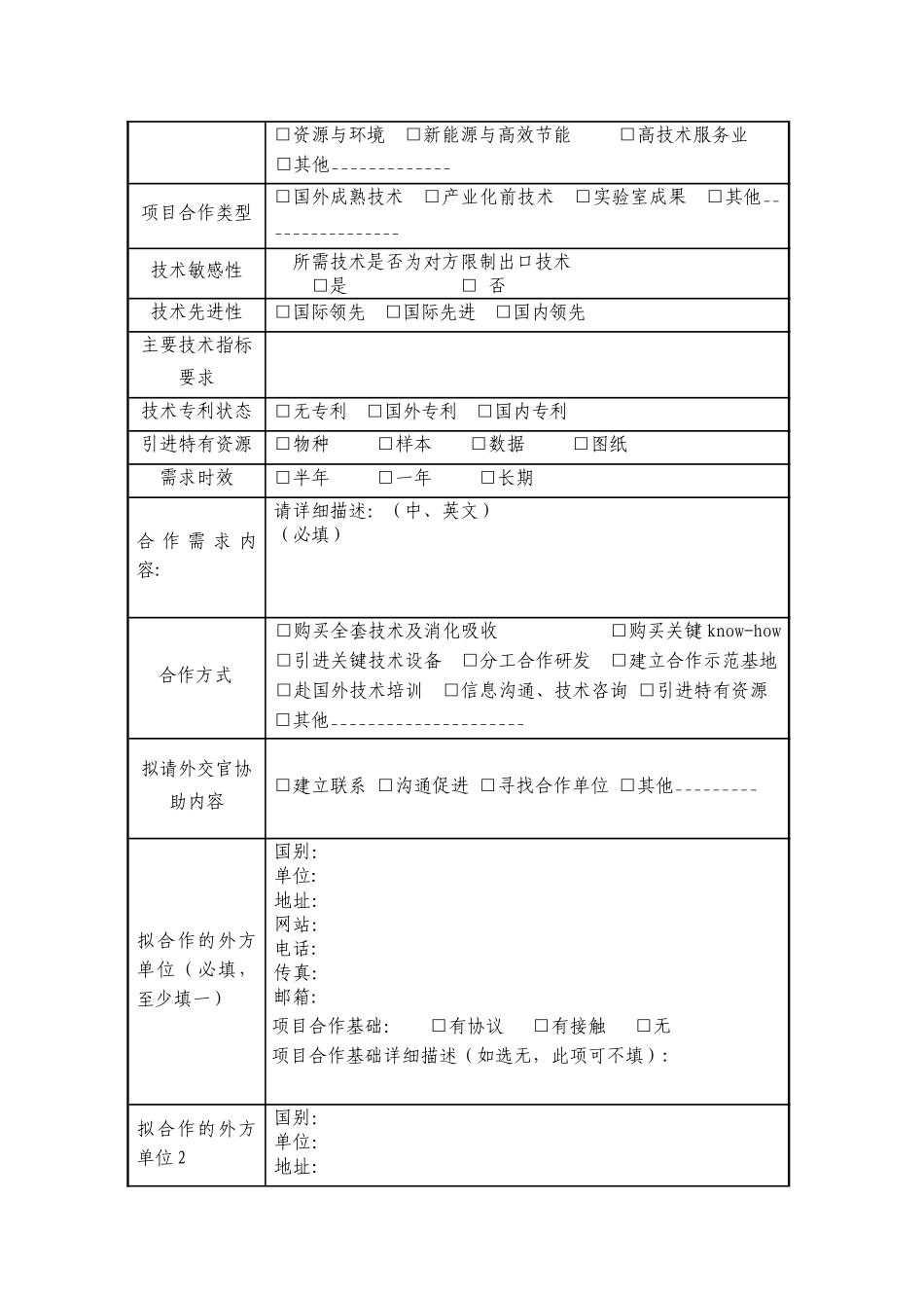 科技外交官服务行动国际合作需求表_第2页