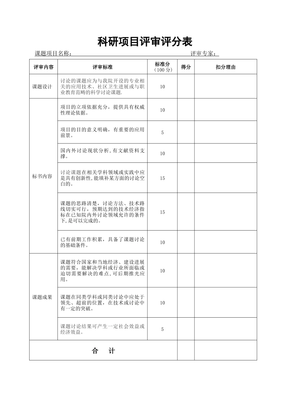 科研项目评审评分表_第1页