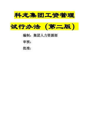科龙集团工资管理试行办法