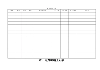 租房人员登记表