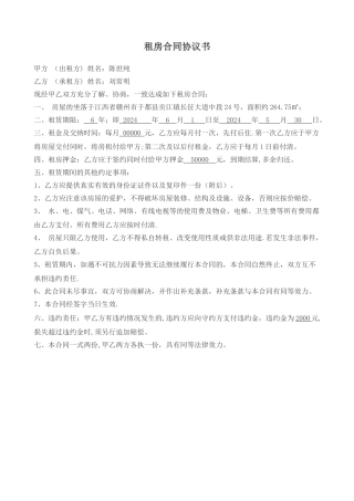 租房合同协议书(简单实用版)