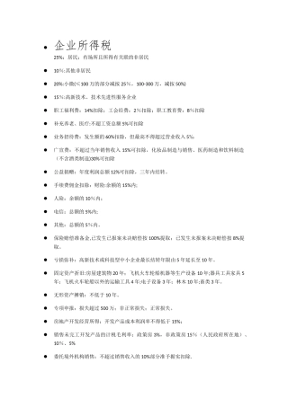税务师考试速记知识点总结