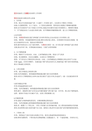 空分设备的工艺流程和各部件工作原理
