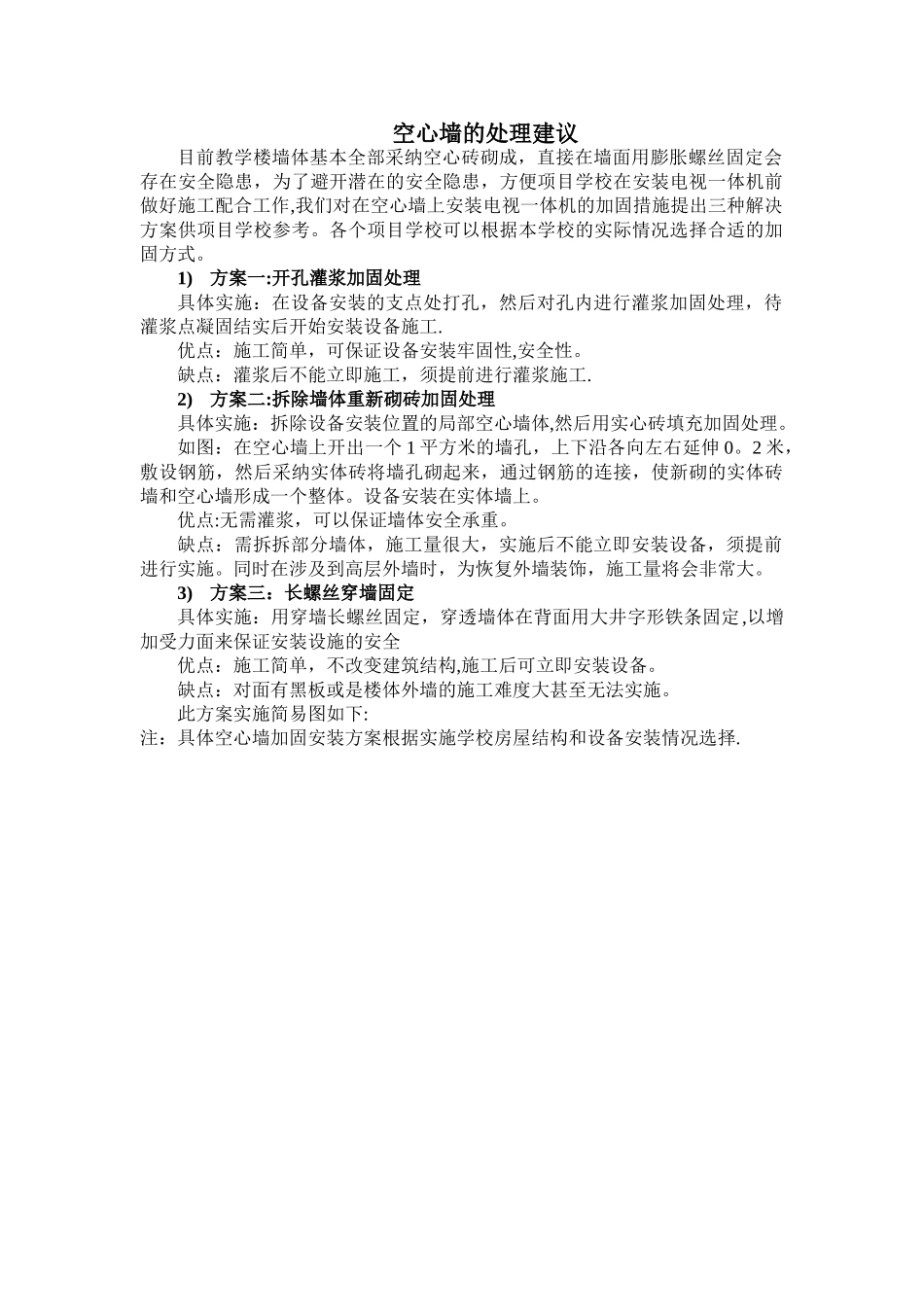 空心墙的处理建议方案_第1页