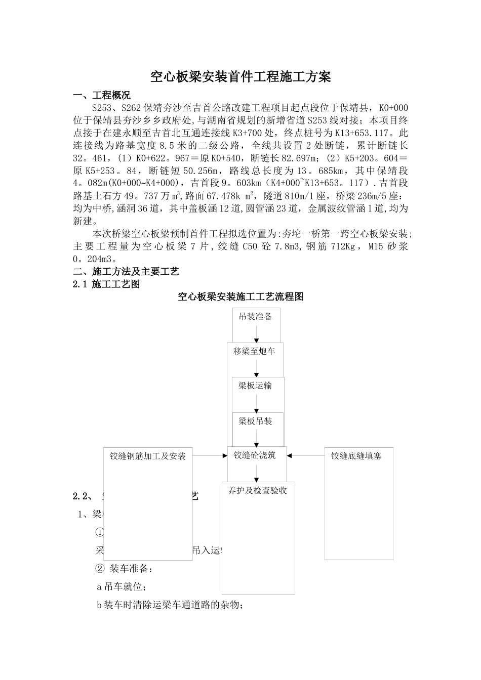 空心板梁安装施工方案_第1页