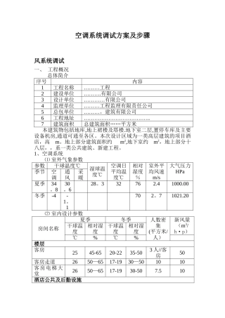 空调系统调试方案及步骤