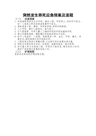 突然发生猝死应急预案及流程
