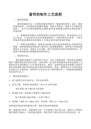 窗帘的制作工艺流程