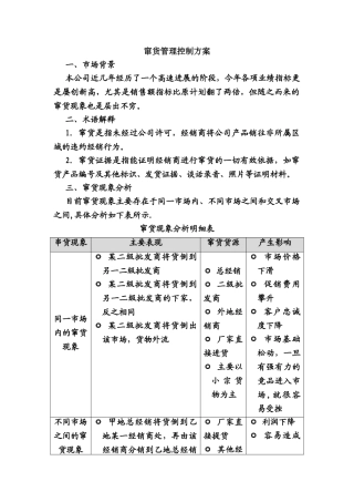 窜货管理控制方案