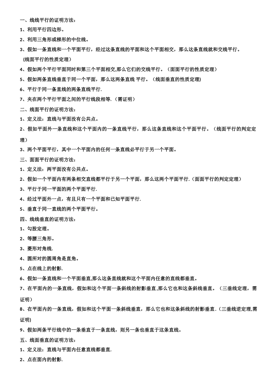 立体几何证明方法总结_第1页