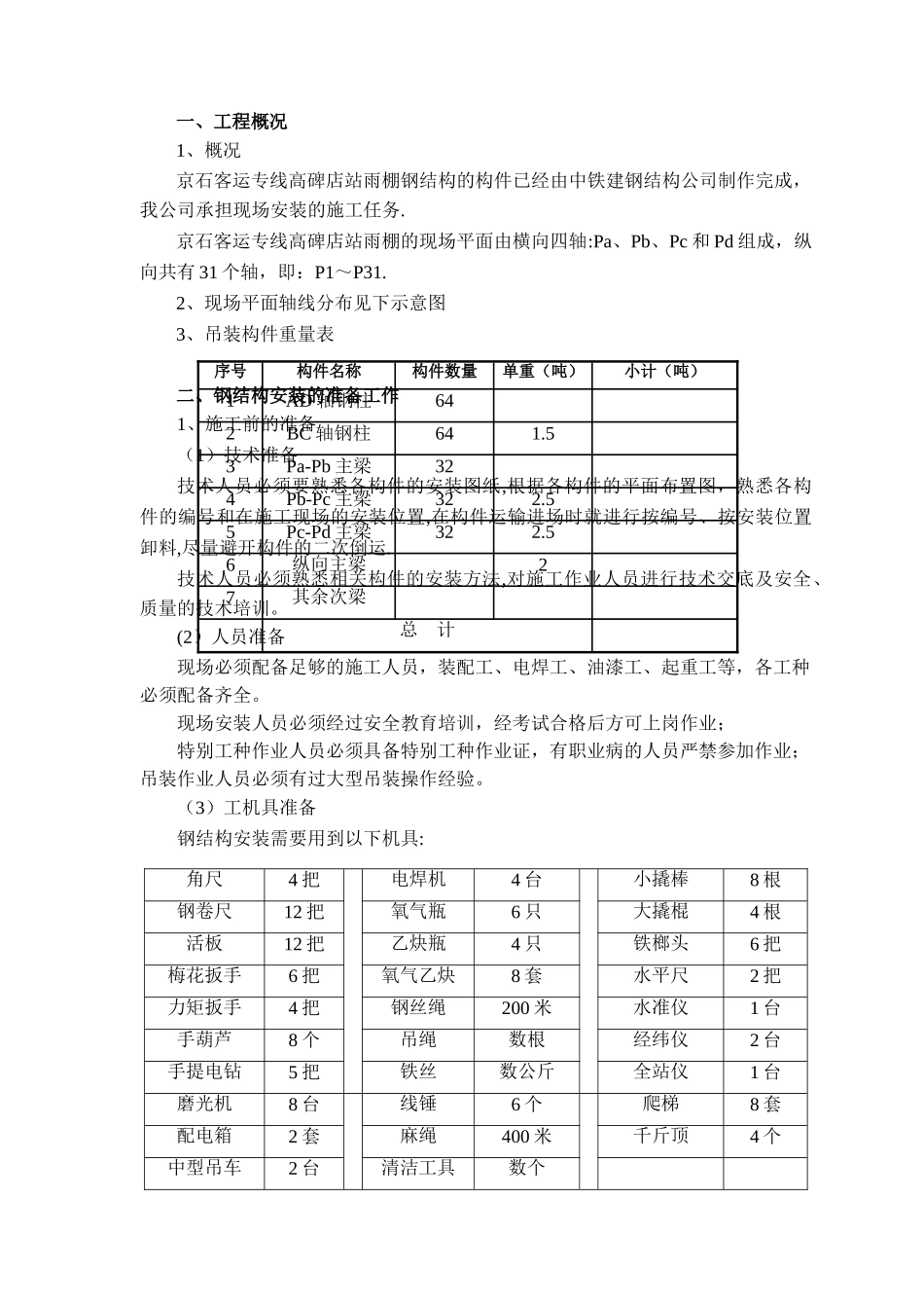 站台钢结构雨棚安装施工方案_第3页
