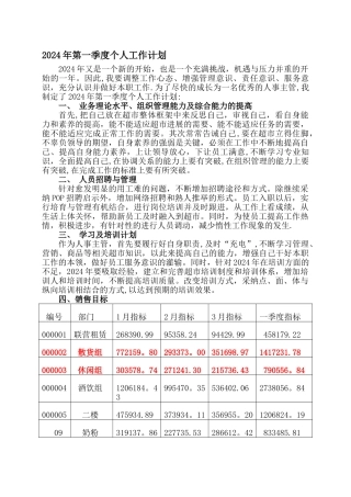 第一季度个人工作计划