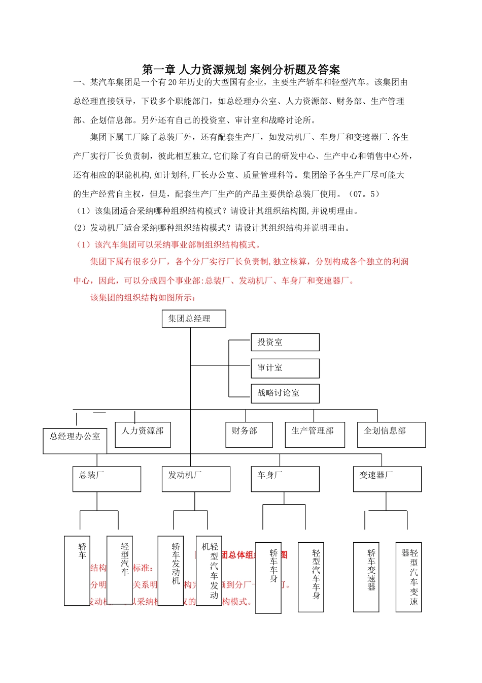 第一章-人力资源规划-案例分析题及答案_第1页