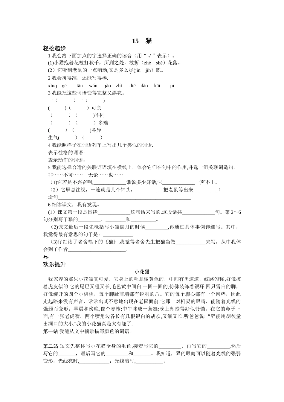 第七册-猫试题及答案_第1页