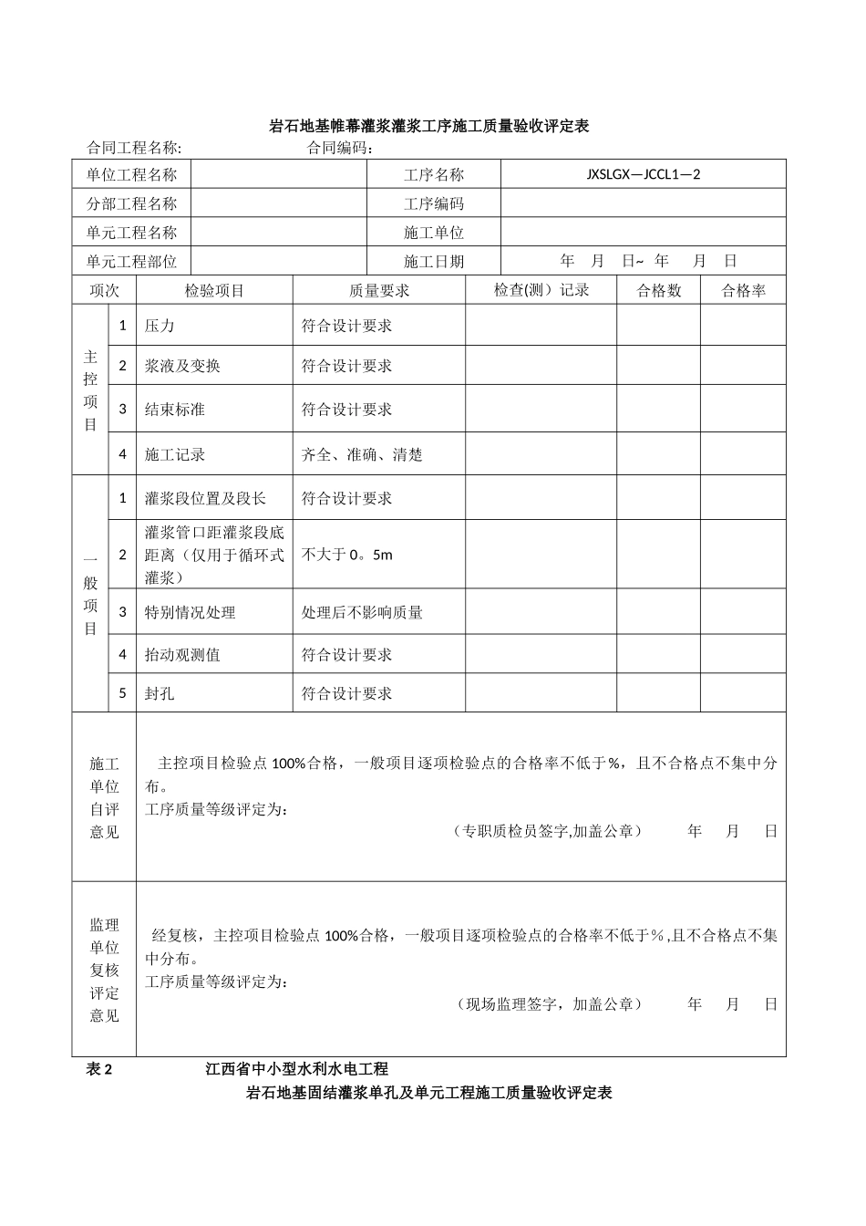 第三册-地基处理与基础工程--江西省中小型水利水电工程单元工程施工质量验收评定表_第3页