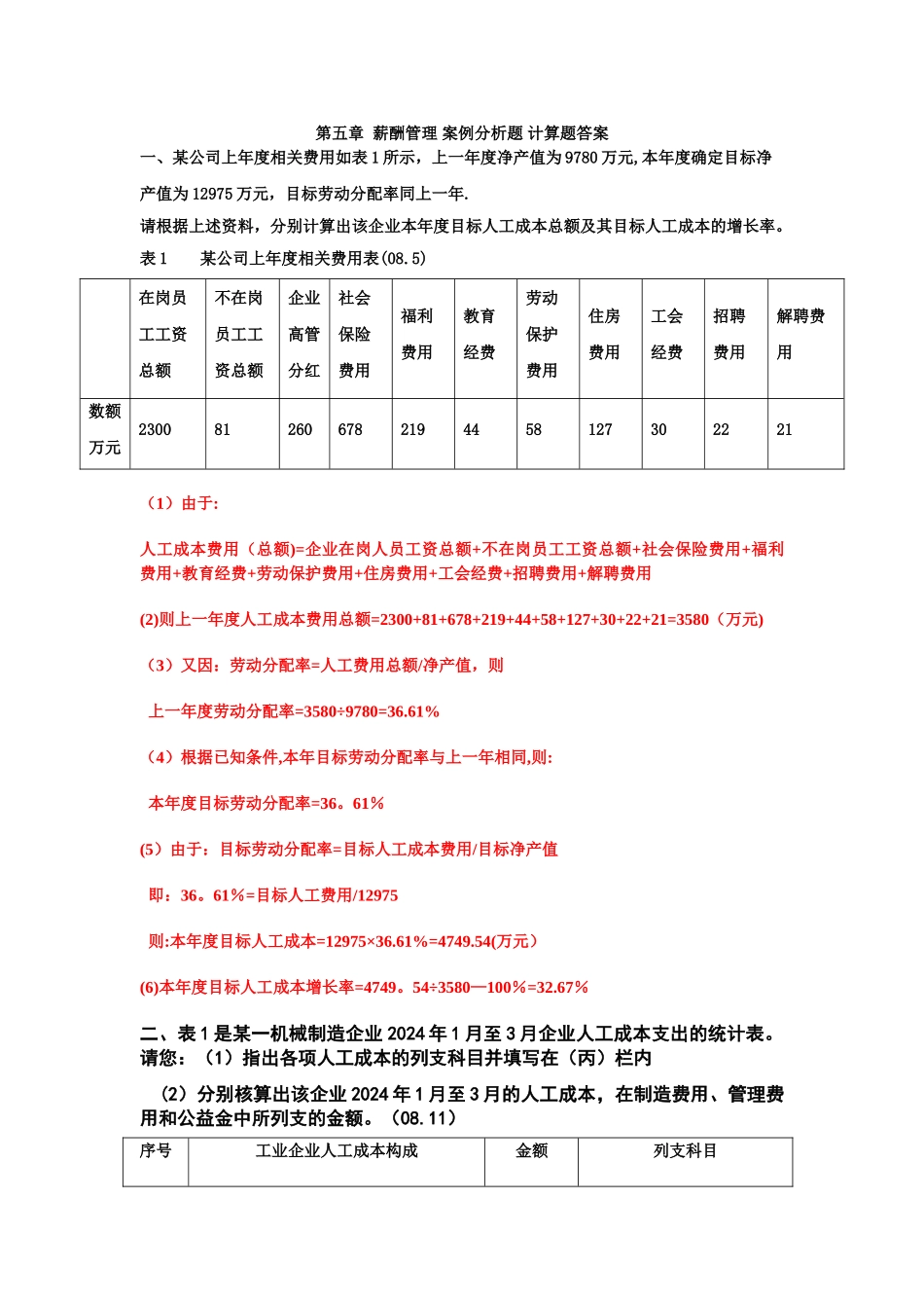 第五章-薪酬管理-案例分析题-计算题及答案_第1页