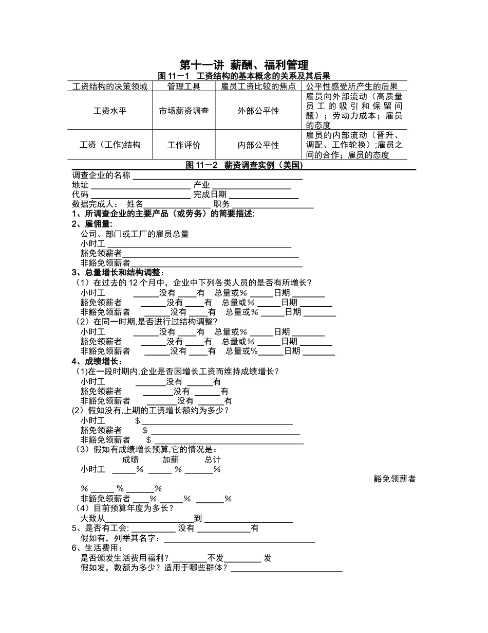 第十一讲薪酬福利管理付图表_第1页
