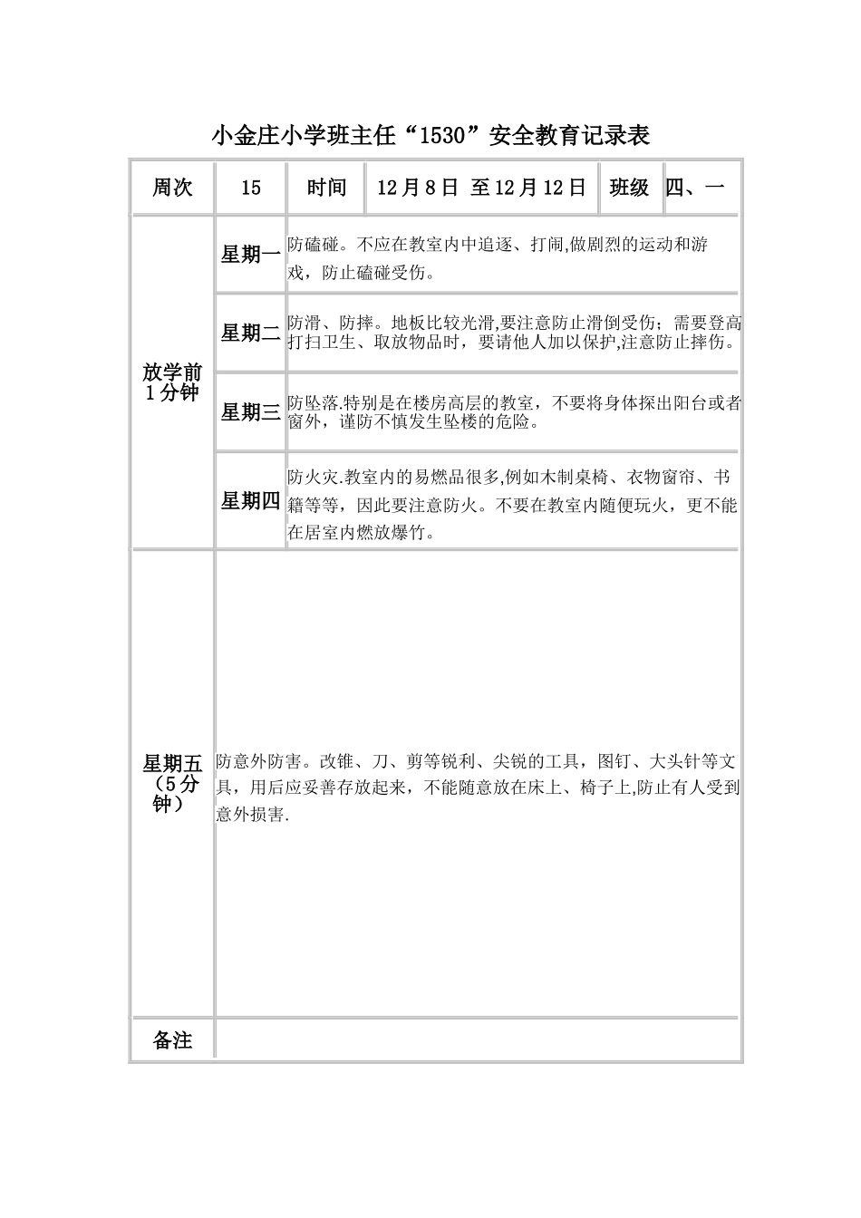 第十五周1530安全教育记录_第1页