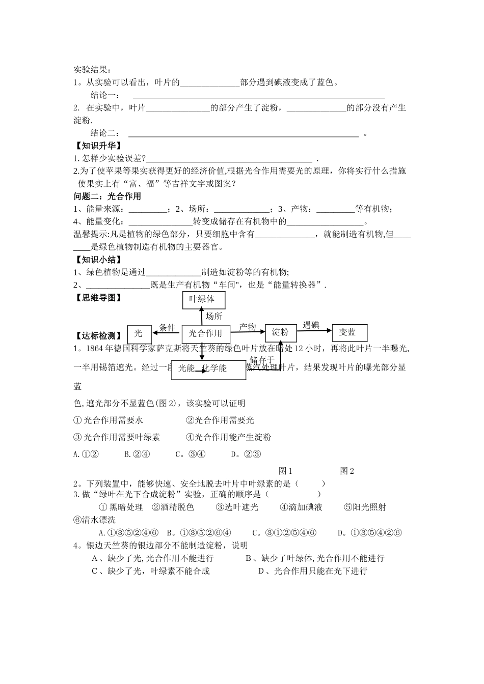 第四章--绿色植物是生物圈中有机物的制造者的教案_第2页