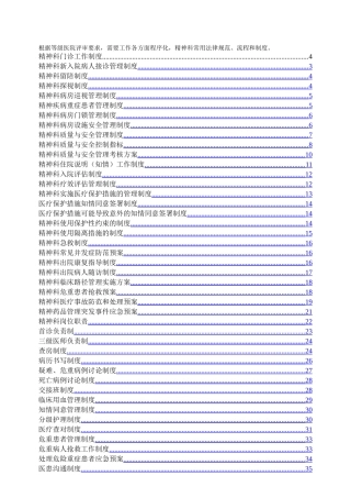 等级评审～精神心理科常用制度、流程与规范好东西