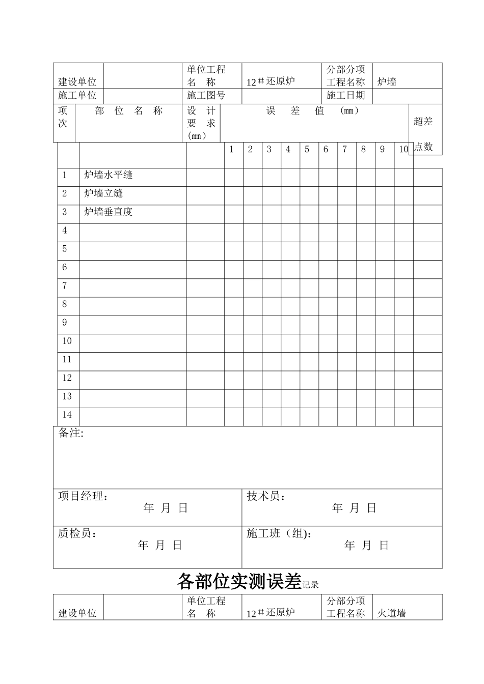筑炉工程施工检查记录_第2页