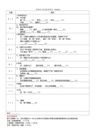 简易智力状况检查量表