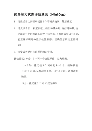 简易智力状态评估量表