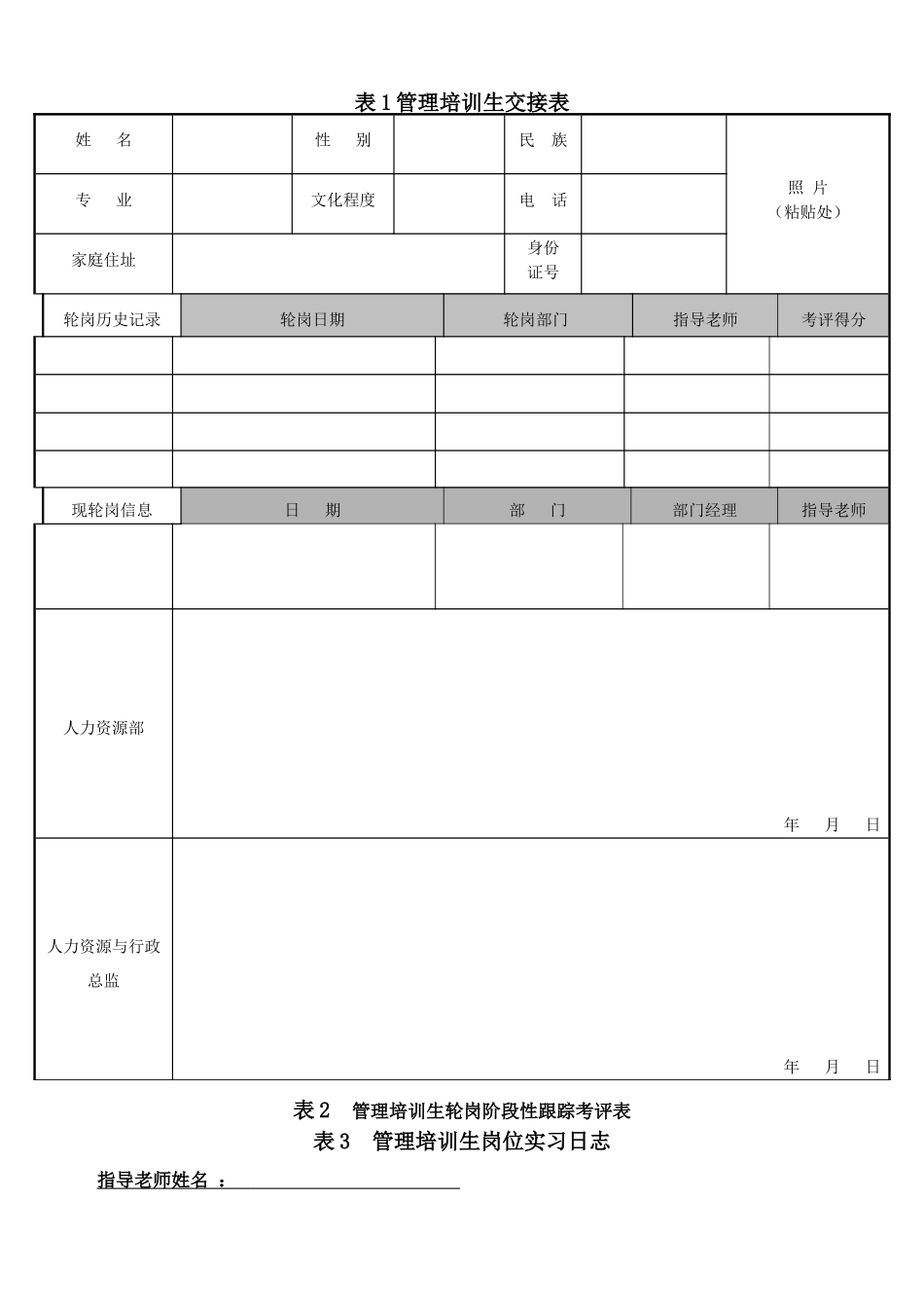 管培生跟踪考核表_第1页