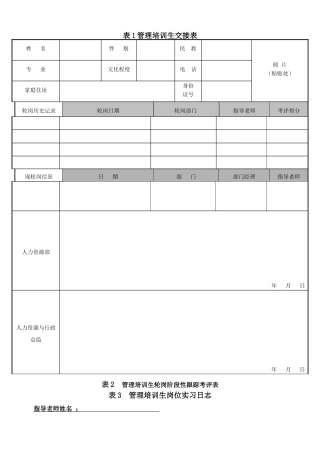 管培生跟踪考核表
