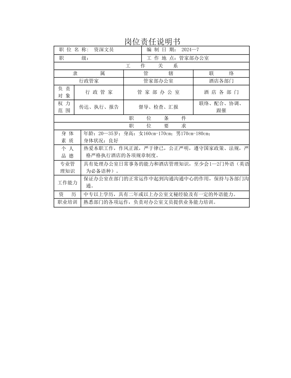 管家部岗位职务说明书_第3页