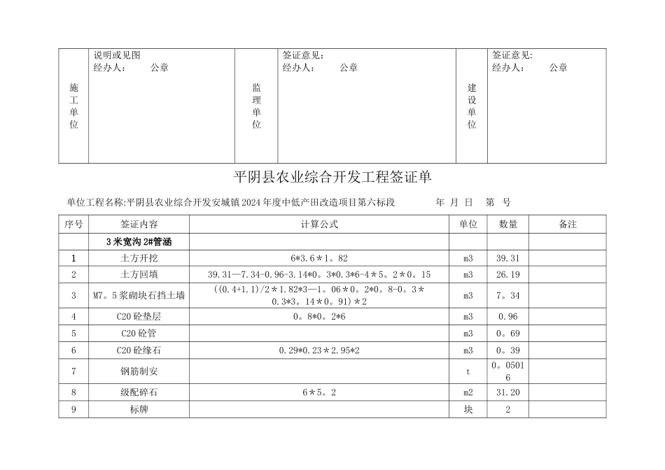 管涵工程签证单_第2页