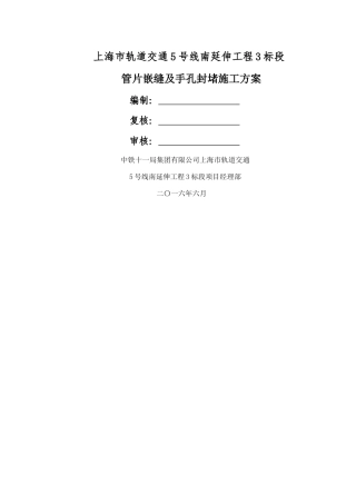 管片嵌缝及手孔封堵施工方案