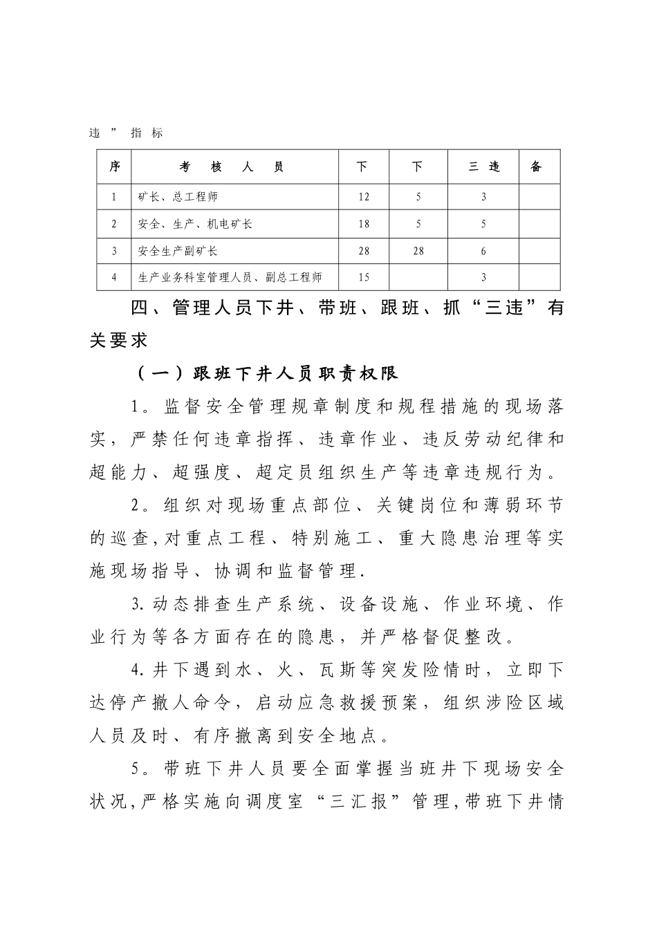 管理人员下井、带班、抓“三违”管理制度_第2页