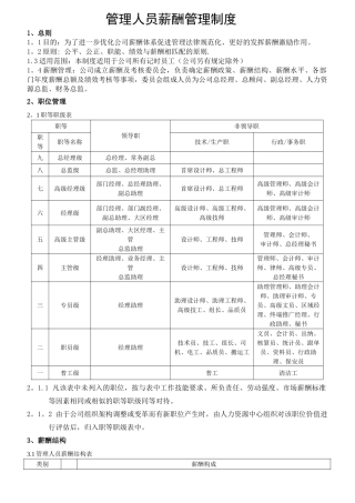 管理人员薪酬制度